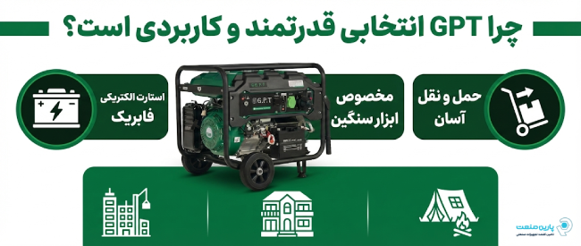 اینفوگرافی ویژگی‌های موتور برق جی پی تی